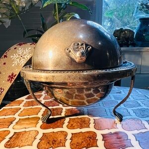 Antique Silver Plated Dome Serving Dish Read description